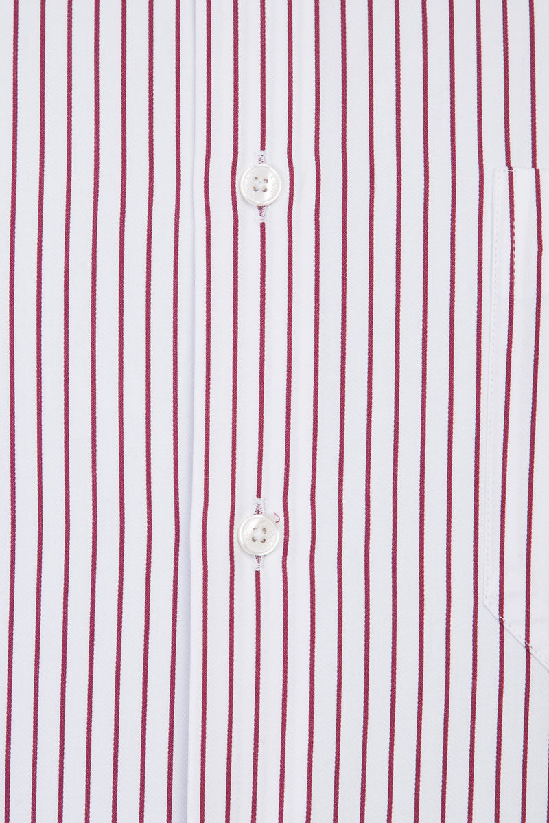 Açık Kırmızı Uzun Kol Regular Fit Çizgili Pamuk Gömlek