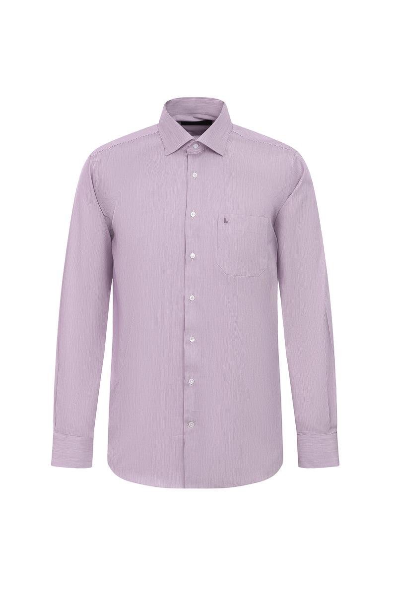 Açık Kırmızı Uzun Kol Regular Fit Çizgili Gömlek