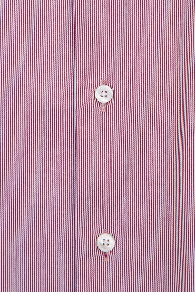 Açık Kırmızı Uzun Kol Regular Fit Çizgili Gömlek