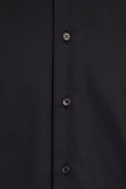 Siyah Uzun Kol Slim Fit Dar Kesim Klasik Non Iron Saten Pamuk Gömlek