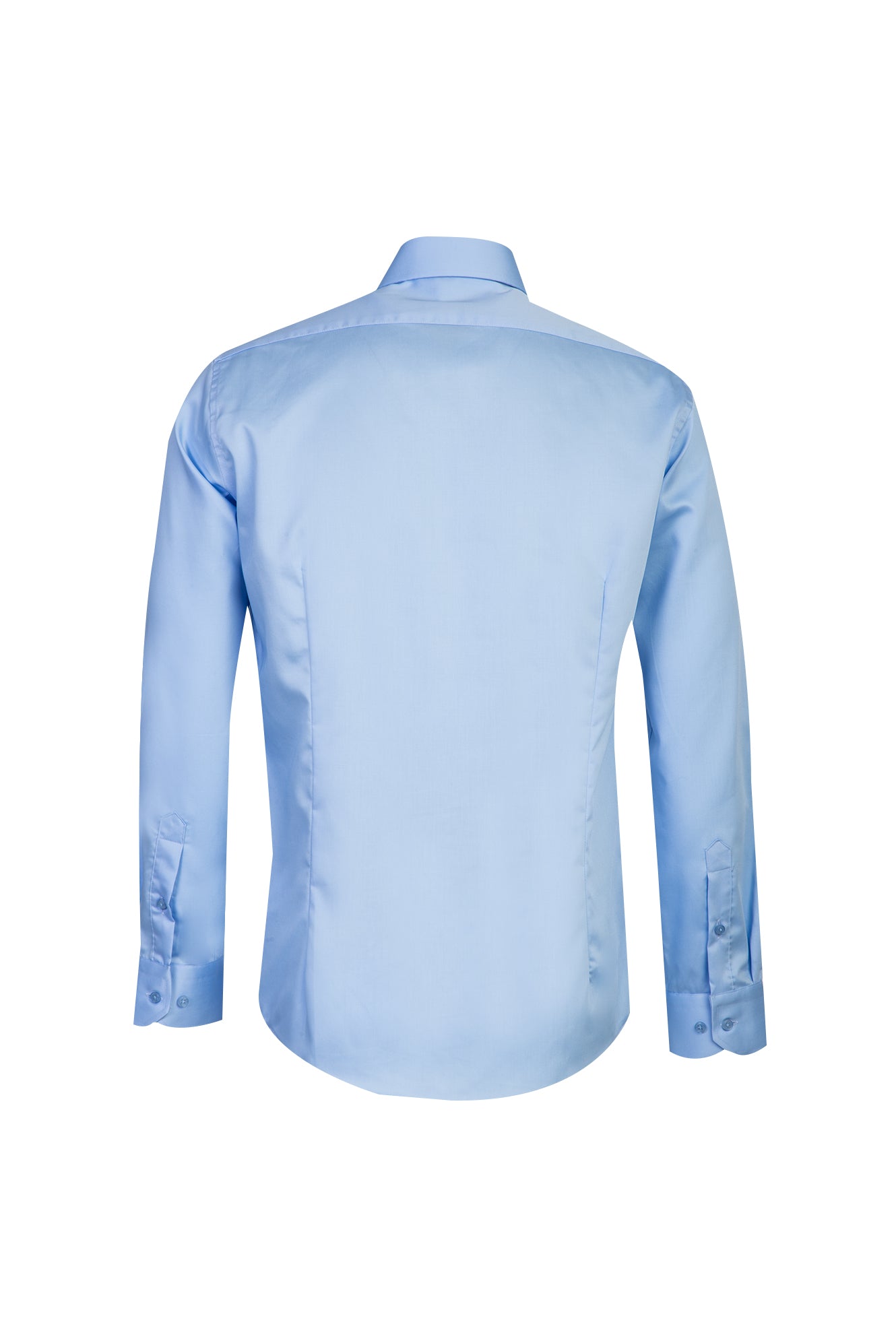 Açık Mavi Uzun Kol Slim Fit Dar Kesim Klasik Non Iron Saten Pamuk Gömlek