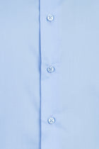 Açık Mavi Uzun Kol Slim Fit Dar Kesim Klasik Non Iron Saten Pamuk Gömlek
