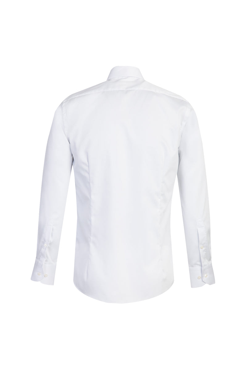 Beyaz Uzun Kol Slim Fit Dar Kesim Klasik Non Iron Saten Pamuk Gömlek
