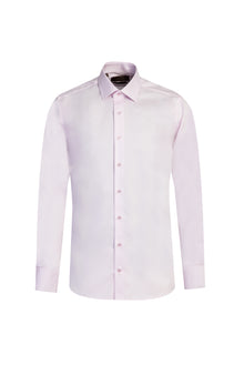 Toz Pembe Uzun Kol Slim Fit Dar Kesim Klasik Non Iron Saten Pamuk Gömlek