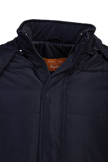 Koyu Lacivert Kapüşonlu Spor Mont