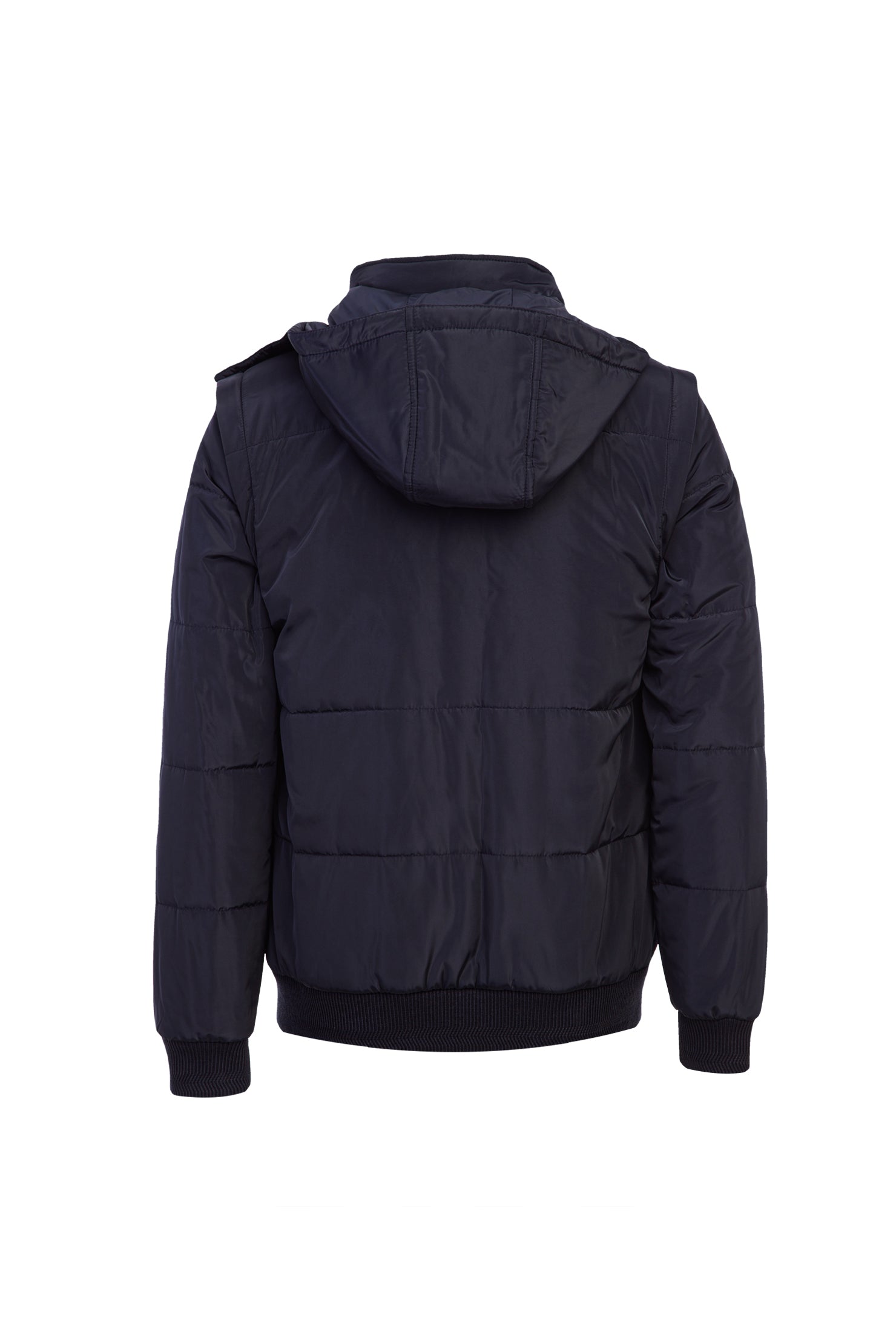 Koyu Lacivert Kapüşonlu Spor Mont