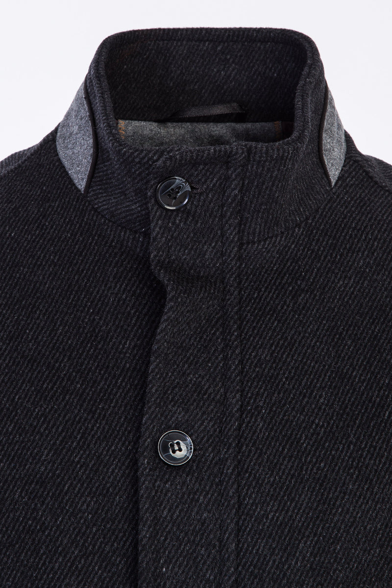 Koyu Marengo Yünlü Kaban