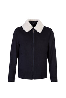 Koyu Antrasit Kürk Yaka Yünlü Mont