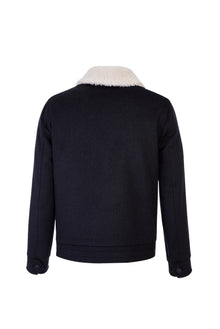 Koyu Antrasit Kürk Yaka Yünlü Mont