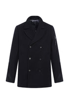 Siyah Slim Fit Dar Kesim Yün Kaban