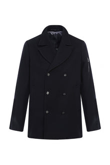 Siyah Slim Fit Dar Kesim Yün Kaban