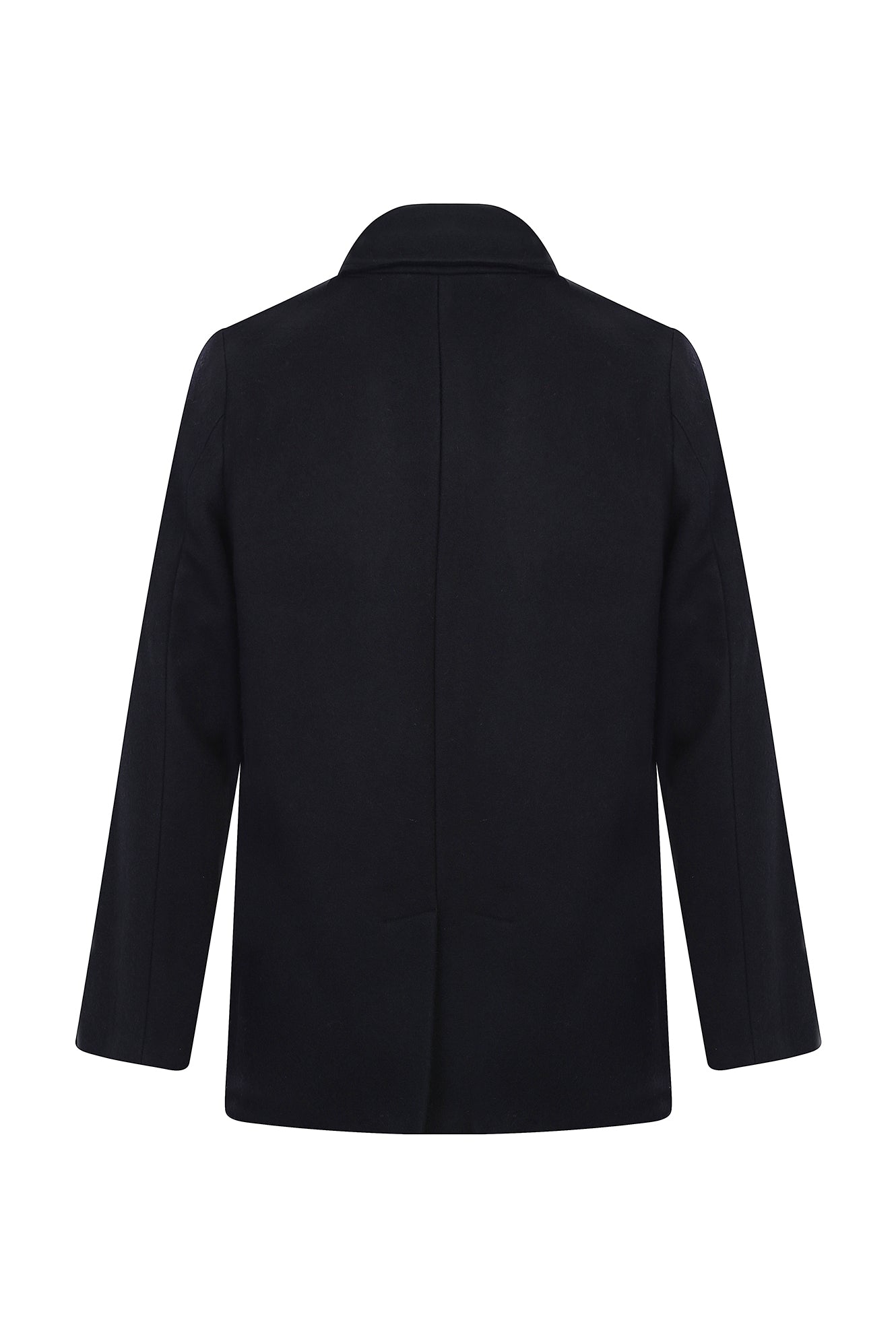 Siyah Slim Fit Dar Kesim Yün Kaban