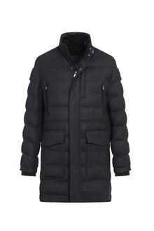 Orta Gri Dik Yaka Yünlü Kaban