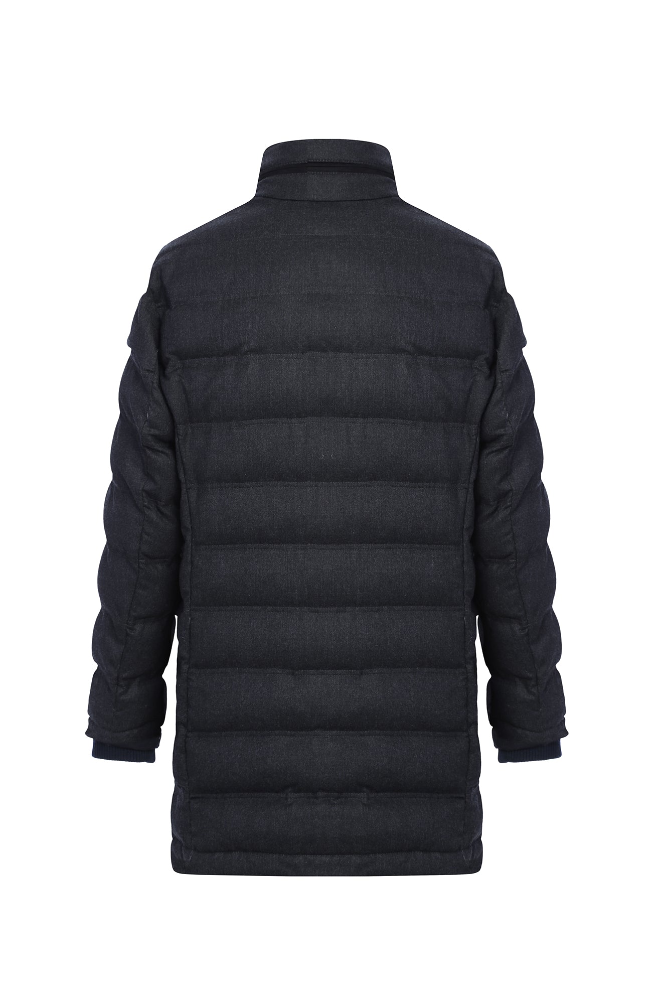 Orta Gri Dik Yaka Yünlü Kaban