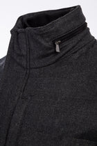 Orta Gri Dik Yaka Yünlü Kaban