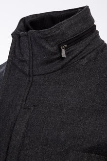 Orta Gri Dik Yaka Yünlü Kaban