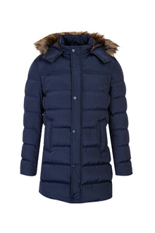 Orta Lacivert Kapüşonlu Spor Kaban