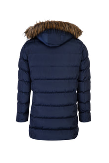 Orta Lacivert Kapüşonlu Spor Kaban