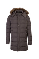 Koyu Vizon Kapüşonlu Şişme Kaban