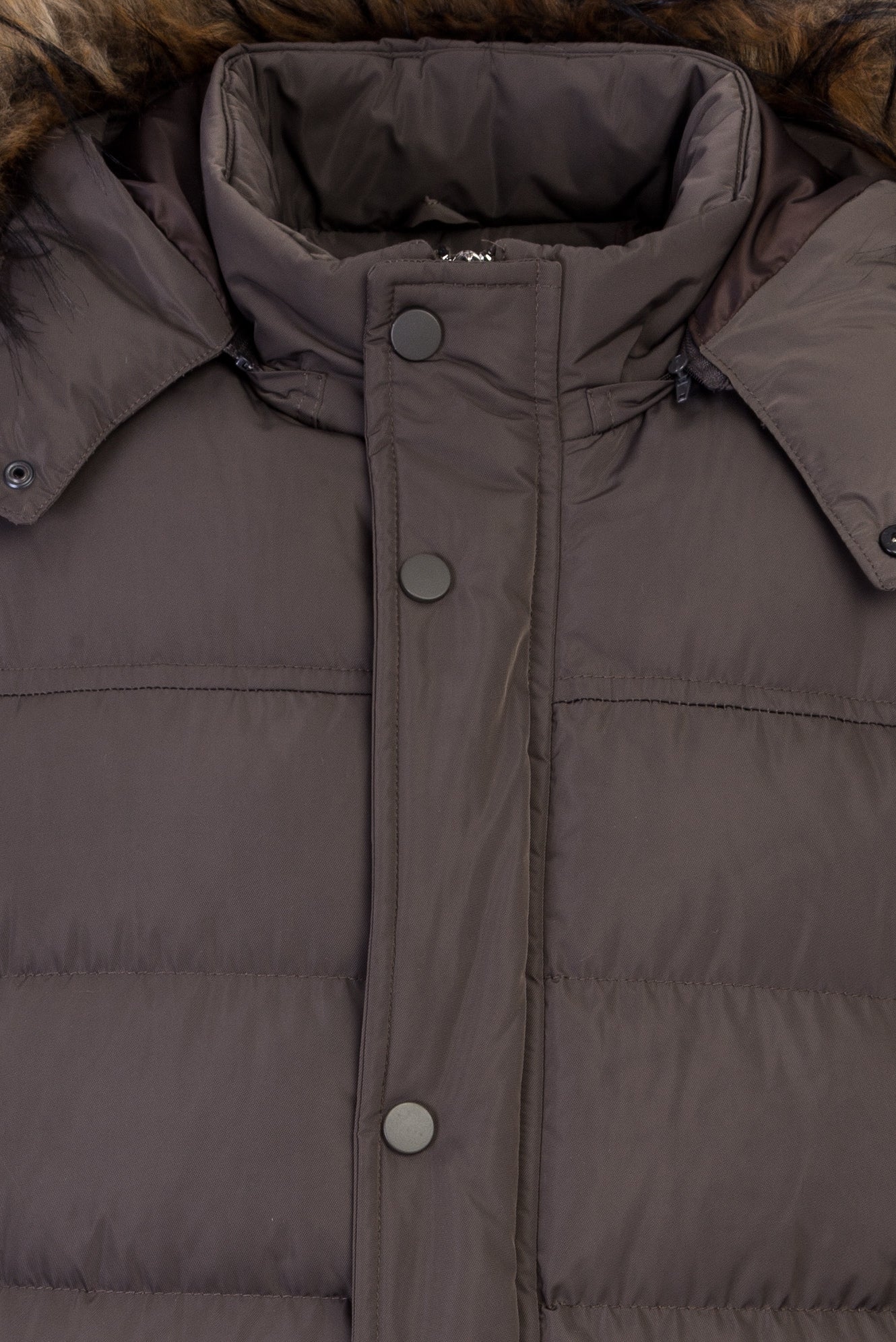 Koyu Vizon Kapüşonlu Şişme Kaban