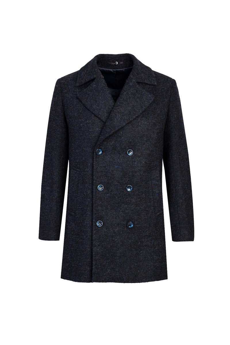 Koyu Mavi  Yünlü Kaban