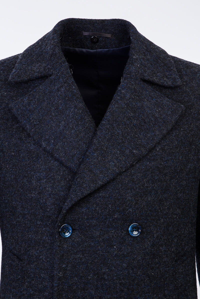 Koyu Mavi  Yünlü Kaban