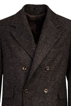 Koyu Kahve Kürk Yaka Yünlü Kaban