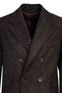 Koyu Kahve Kürk Yaka Yünlü Kaban