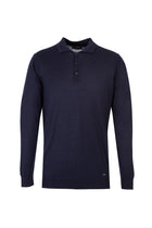 Orta Lacivert Polo Yaka Regular Fit Yünlü Triko Kazak