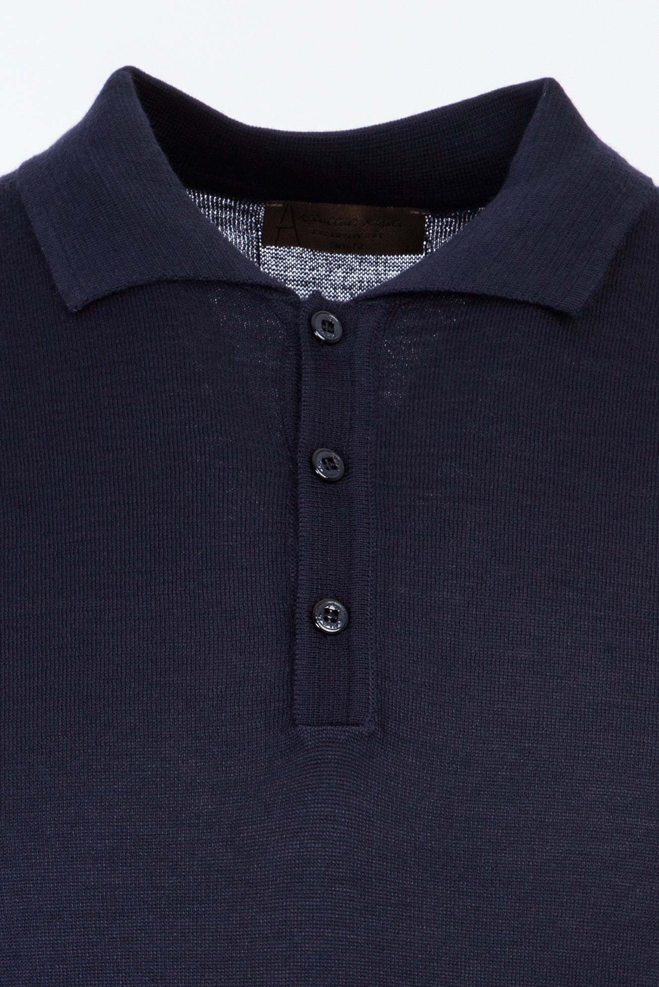 Orta Lacivert Polo Yaka Regular Fit Yünlü Triko Kazak