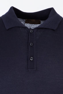 Orta Lacivert Polo Yaka Regular Fit Yünlü Triko Kazak