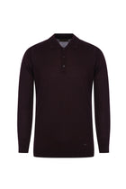 Açık Bordo Polo Yaka Regular Fit Yünlü Triko Kazak
