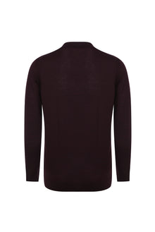 Açık Bordo Polo Yaka Regular Fit Yünlü Triko Kazak