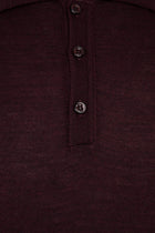 Açık Bordo Polo Yaka Regular Fit Yünlü Triko Kazak