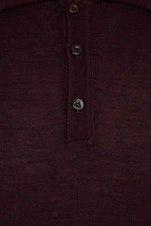 Açık Bordo Polo Yaka Regular Fit Yünlü Triko Kazak