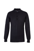 Siyah Polo Yaka Regular Fit Yünlü Triko Kazak