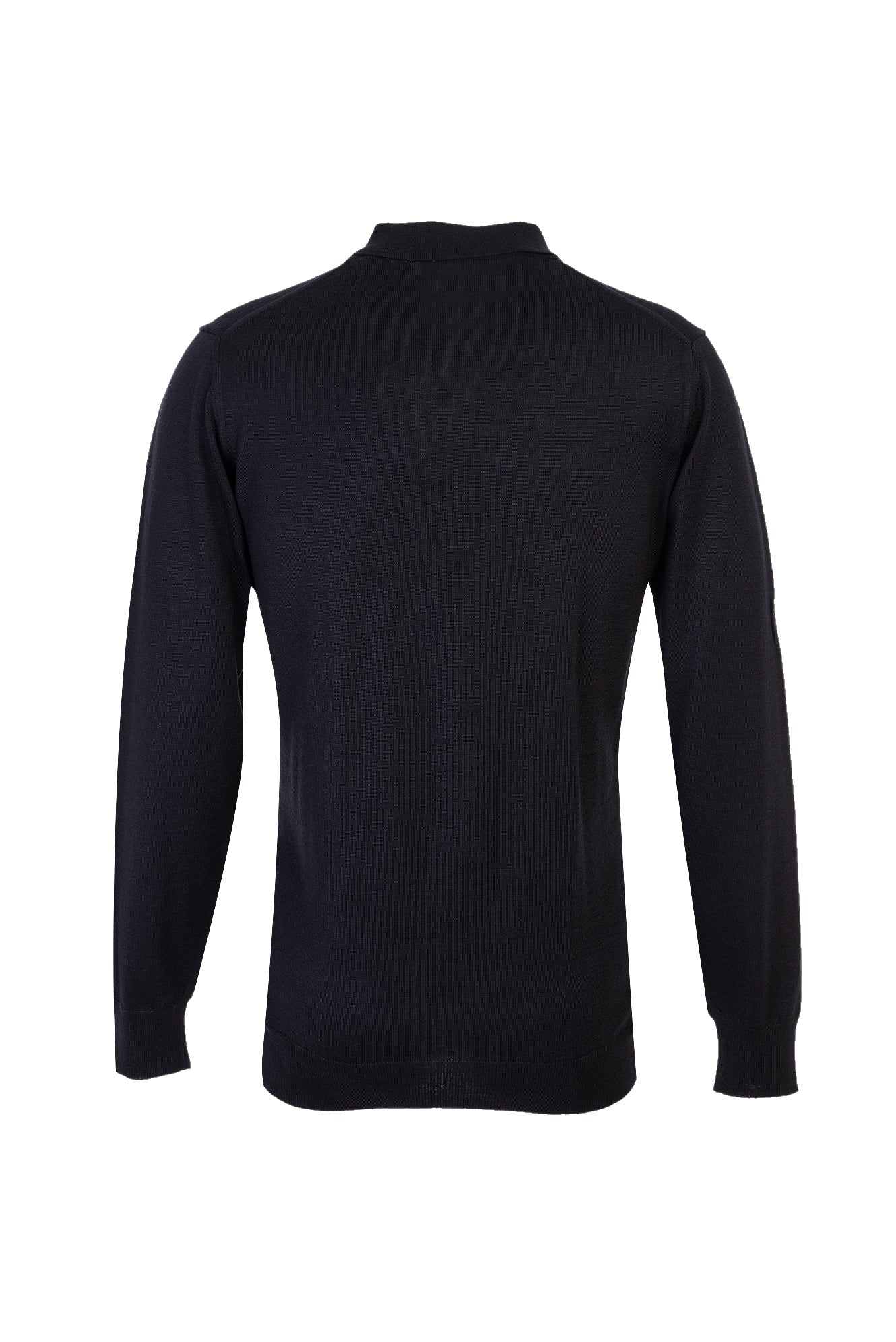 Siyah Polo Yaka Regular Fit Yünlü Triko Kazak