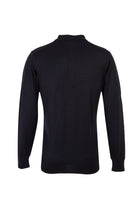 Siyah Polo Yaka Regular Fit Yünlü Triko Kazak