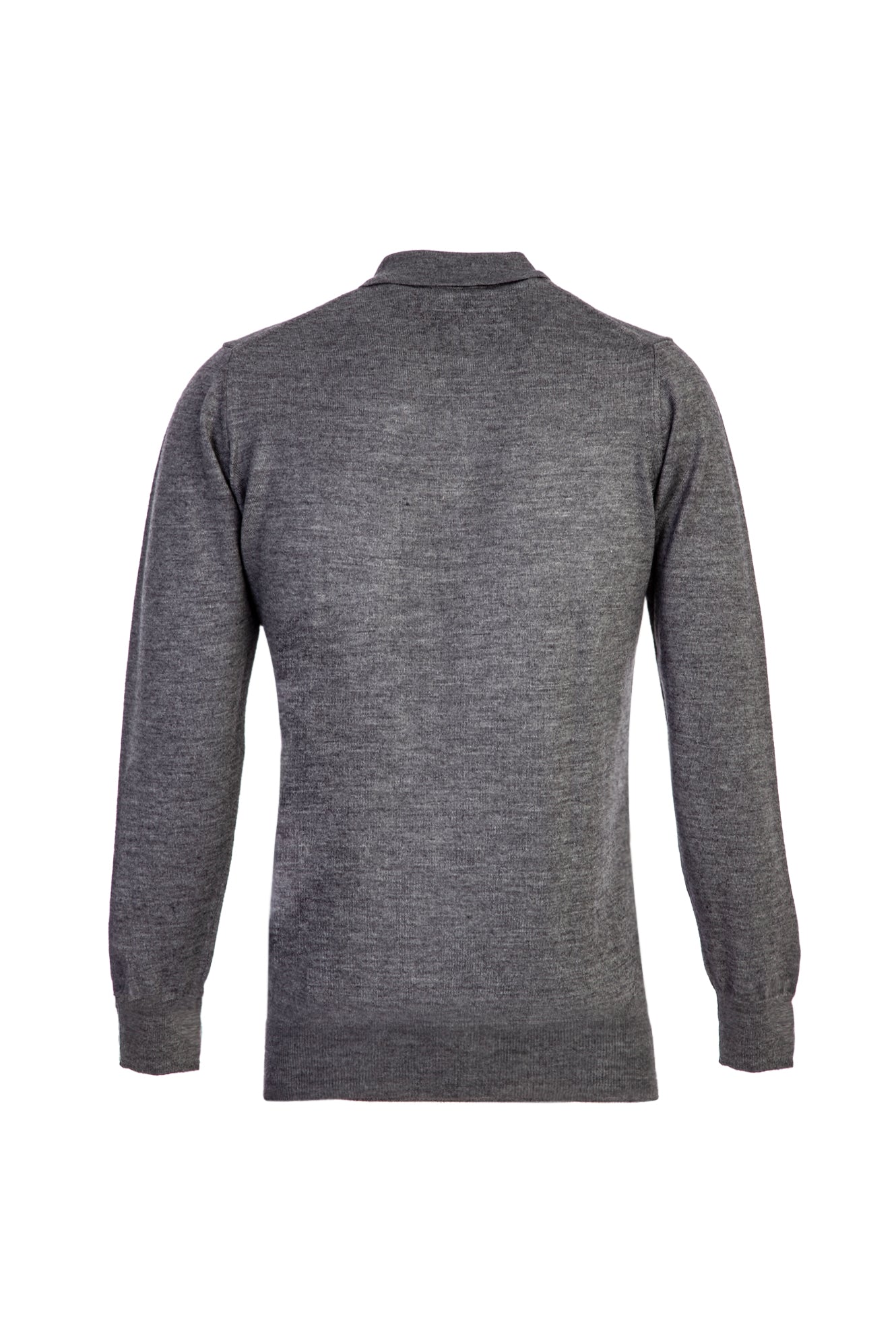 Orta Gri Polo Yaka Regular Fit Yünlü Triko Kazak