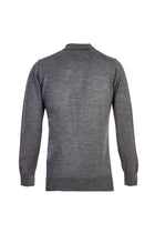 Orta Gri Polo Yaka Regular Fit Yünlü Triko Kazak