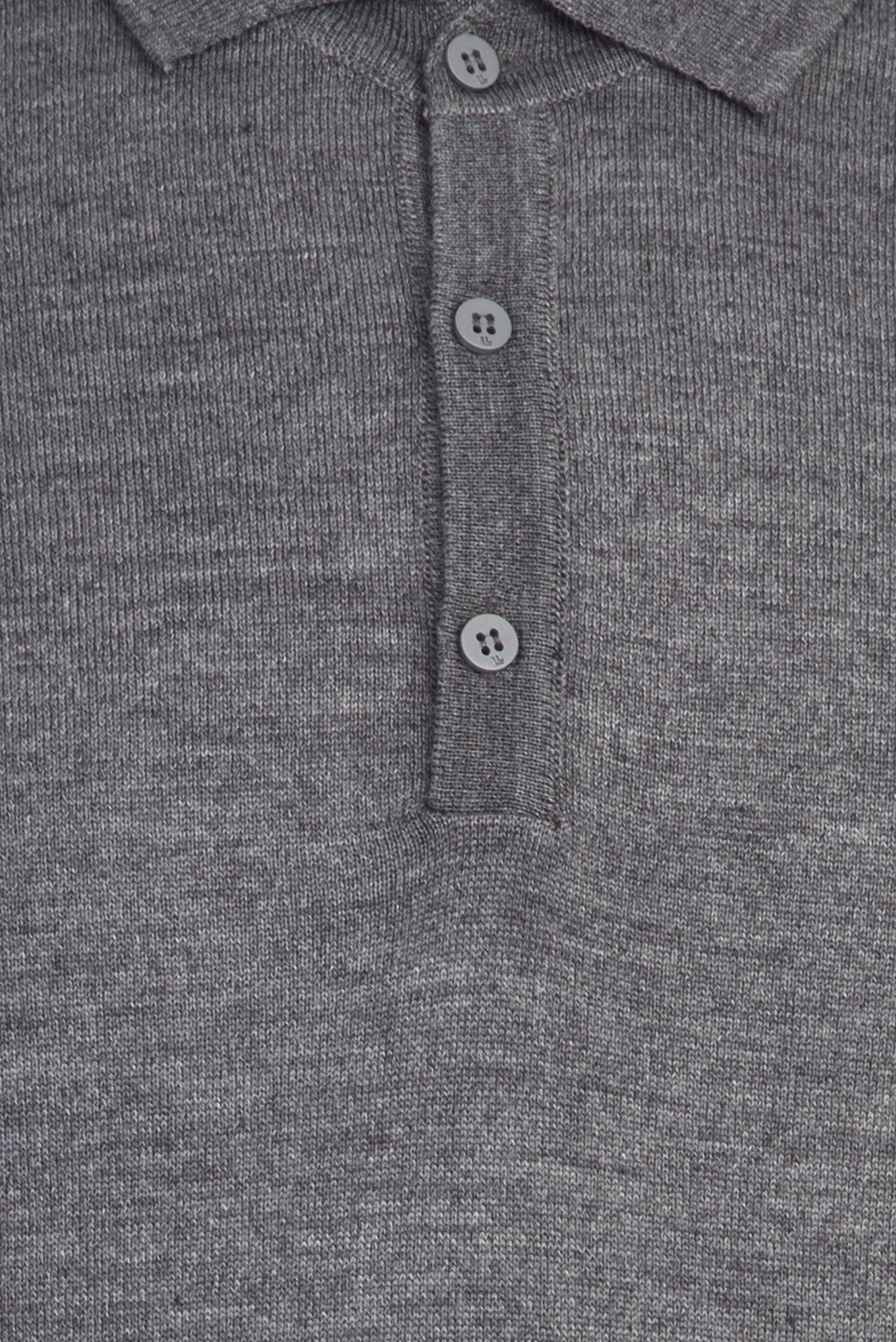Orta Gri Polo Yaka Regular Fit Yünlü Triko Kazak