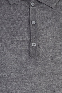 Orta Gri Polo Yaka Regular Fit Yünlü Triko Kazak