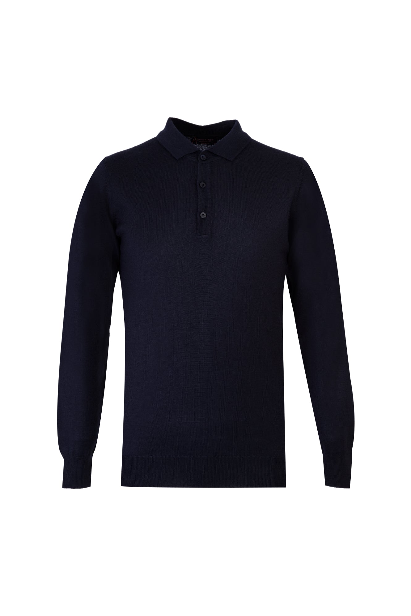 Orta Lacivert Polo Yaka Regular Fit Yünlü Triko Kazak