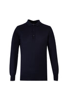 Orta Lacivert Polo Yaka Regular Fit Yünlü Triko Kazak
