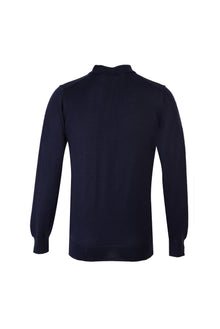 Orta Lacivert Polo Yaka Regular Fit Yünlü Triko Kazak