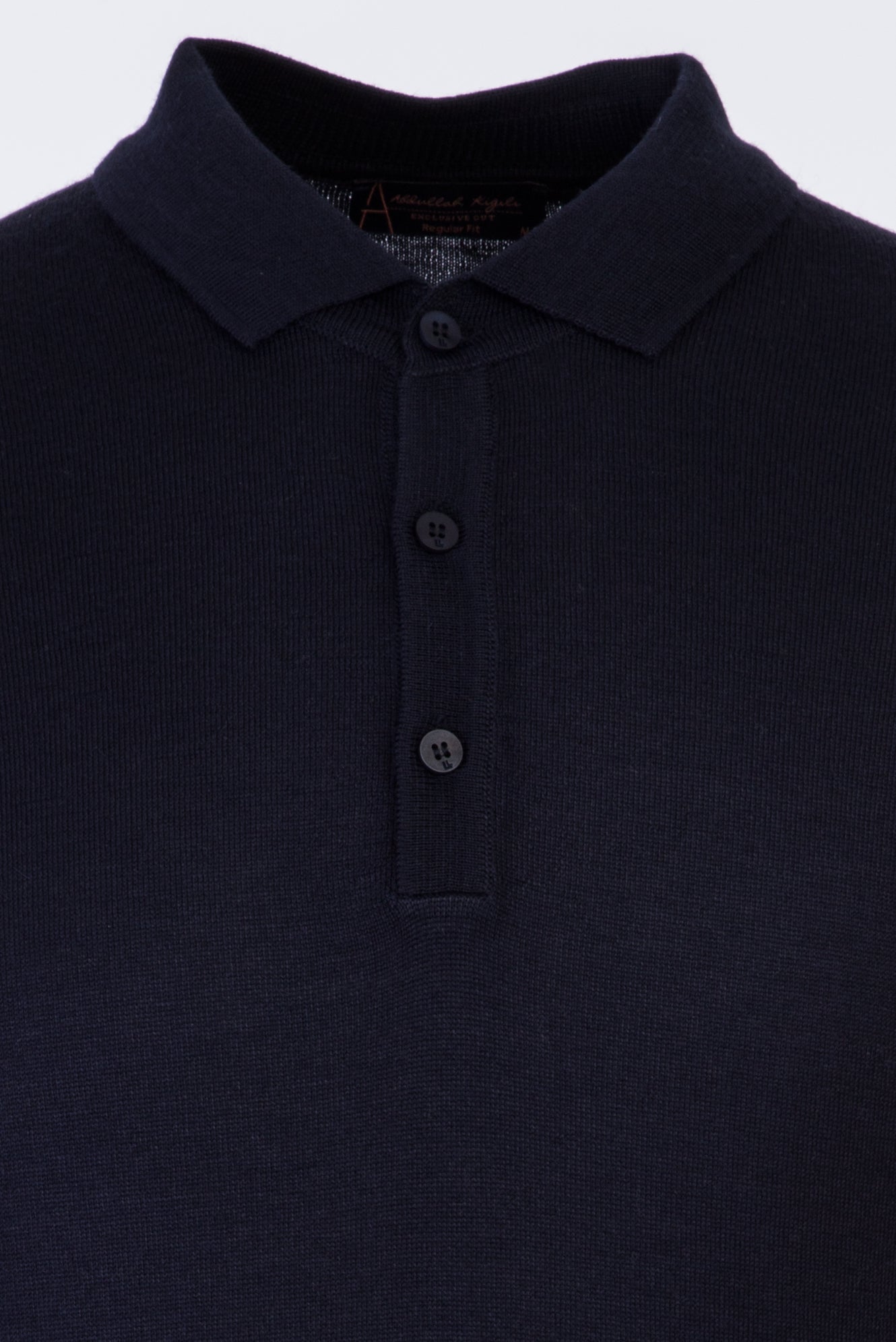 Orta Lacivert Polo Yaka Regular Fit Yünlü Triko Kazak