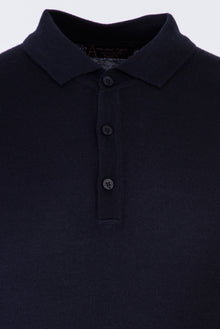 Orta Lacivert Polo Yaka Regular Fit Yünlü Triko Kazak