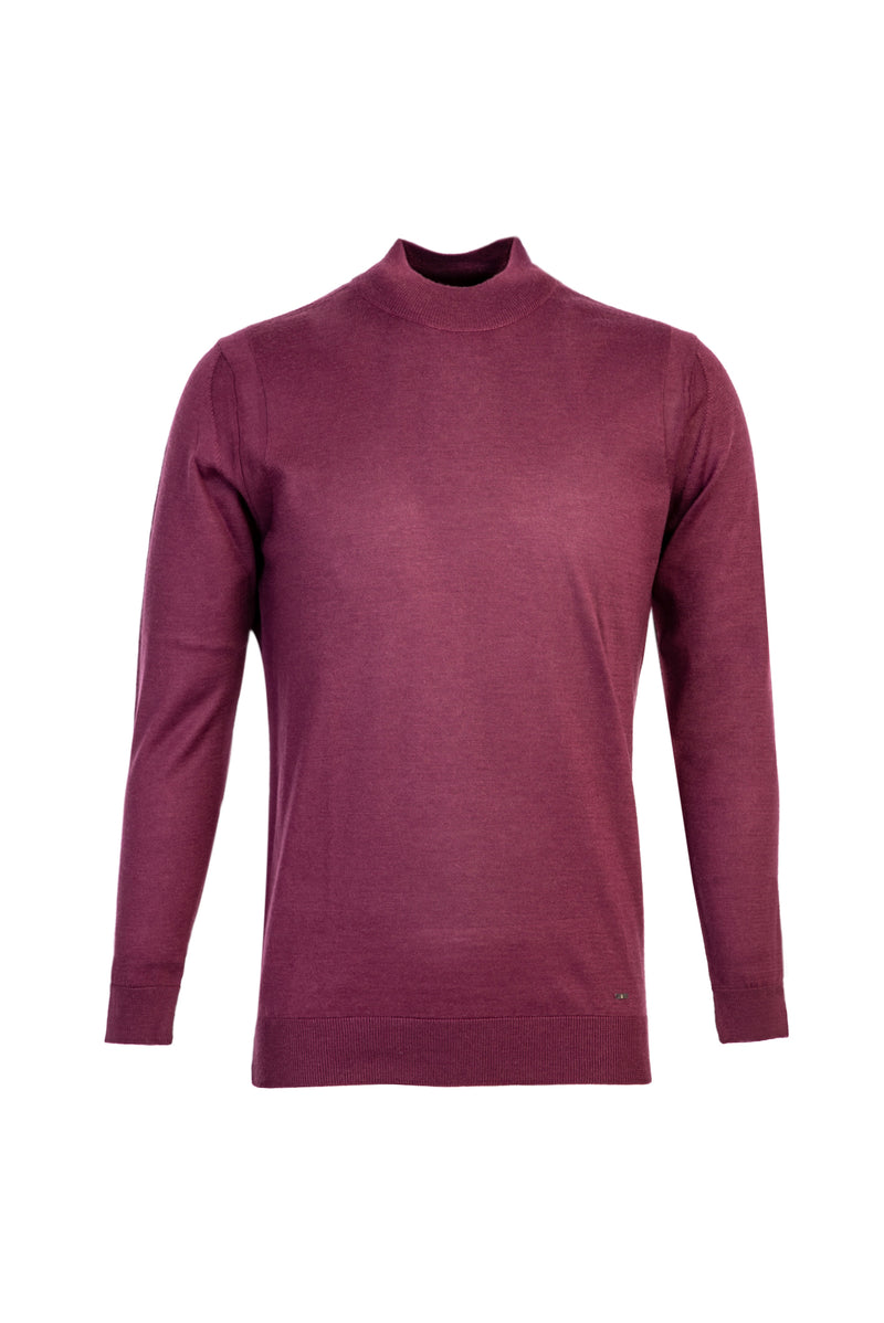 Gül Kurusu Yarım Balıkçı Yaka Regular Fit Yünlü Triko Kazak