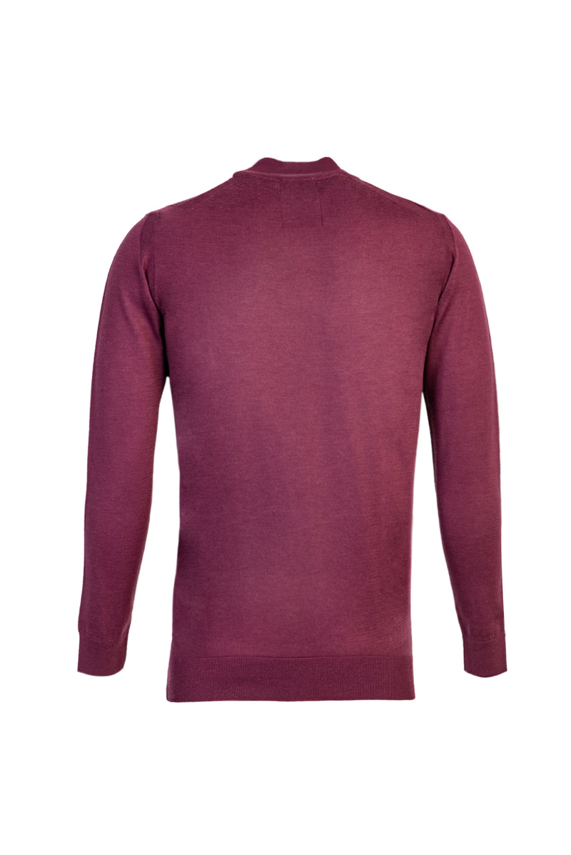 Gül Kurusu Yarım Balıkçı Yaka Regular Fit Yünlü Triko Kazak