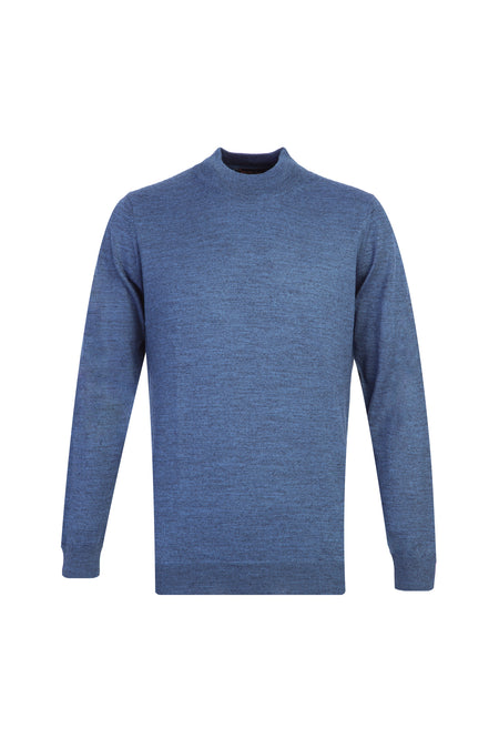 İndigo Yarım Balıkçı Yaka Regular Fit Yünlü Triko Kazak